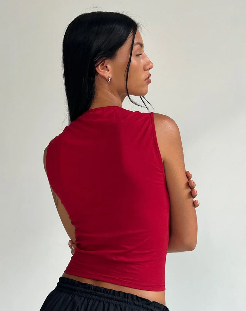 Jinsu Crop Top in Adrenaline Red