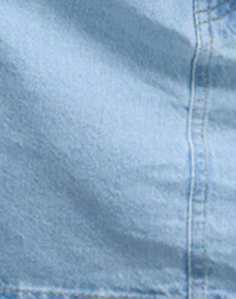 Mini jupe ligne A, bleu denim bleach
