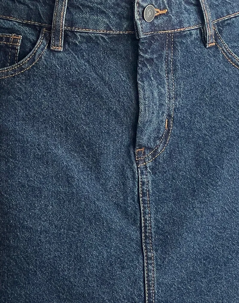 Mini jupe ligne A, denim indigo