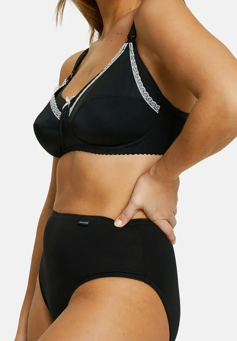 Soutien-gorge d'allaitement sans armatures New Caresse Noir/Ivoire