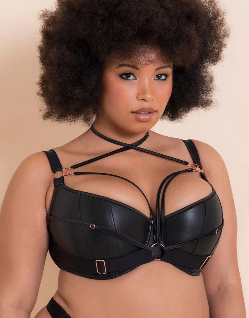 Scantilly Harnessed Padded Half Cup Bra Black