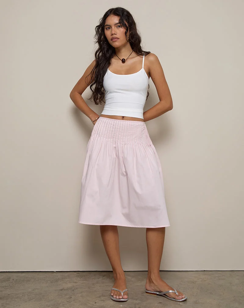 Jupe midi Asada, rose clair