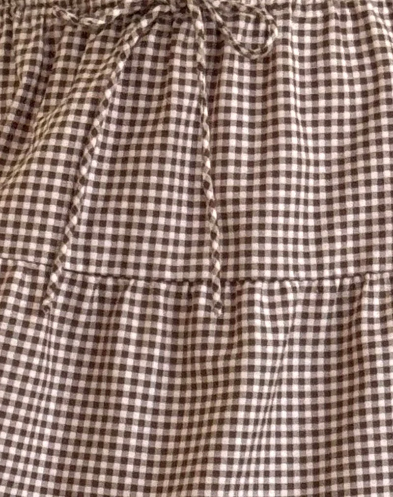 Jupe midi Reef, vichy miniature, marron