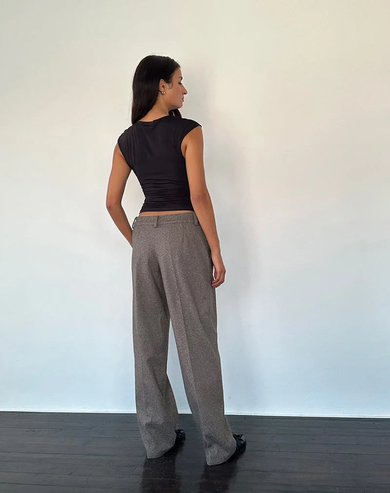 Pantalon tailleur à taille basse Sirkia en brun foncé