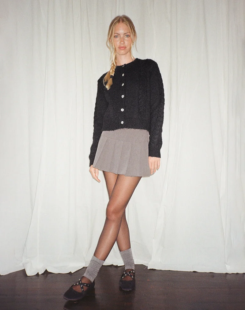 Cardigan en tricot torsadé Abelia en noir