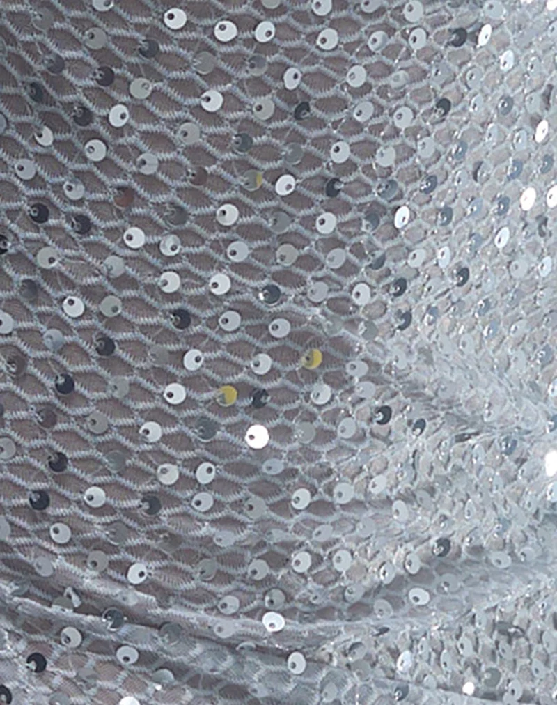 Top bandeau Brilia en maille pailletée argentée