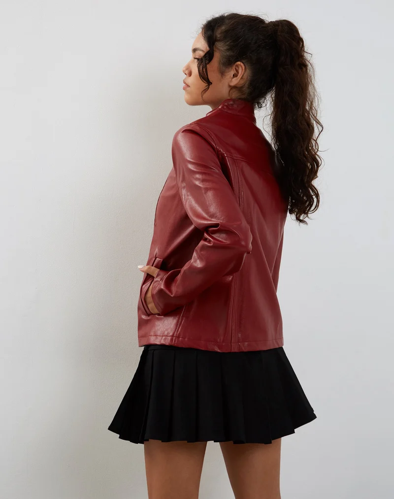 Veste Olivia en PU rouge sang