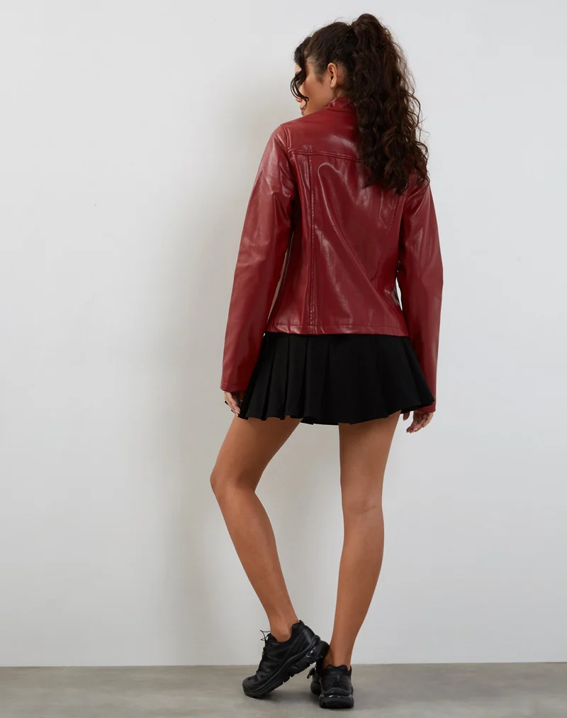 Veste Olivia en PU rouge sang