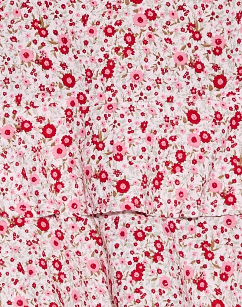 Mini jupe à volants Lowisa, Blush Red Ditsy Floral