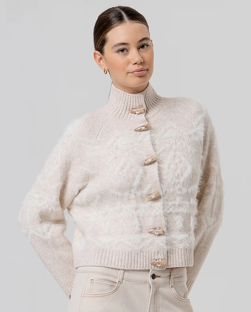 Cardigan en tricot à col cheminée