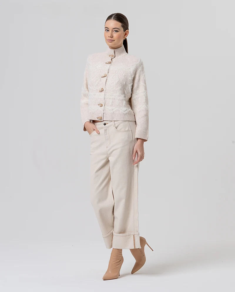 Cardigan en tricot à col cheminée
