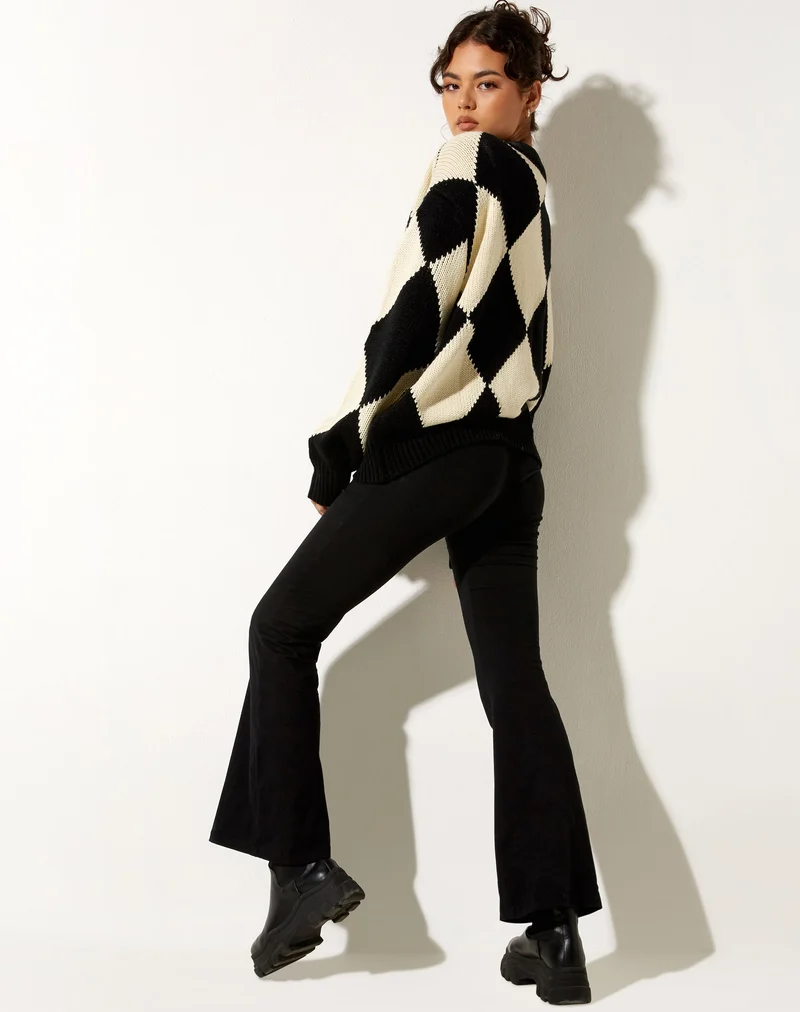 Cardigan Uriela en noir et blanc Harlequin