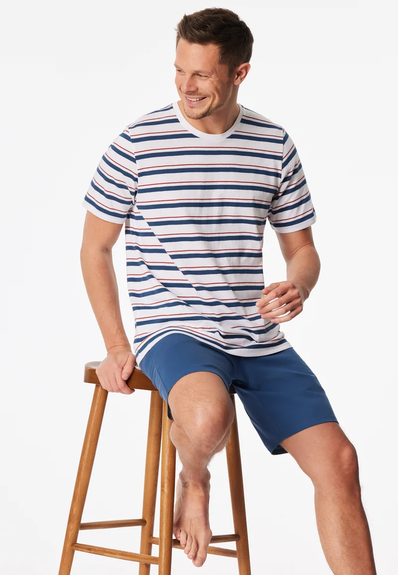 Schlafanzug kurz Ringel weiß - Casual Nightwear