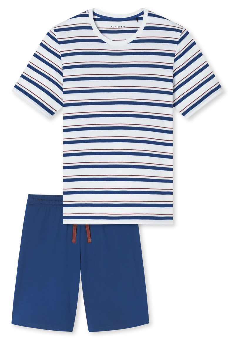 Schlafanzug kurz Ringel weiß - Casual Nightwear