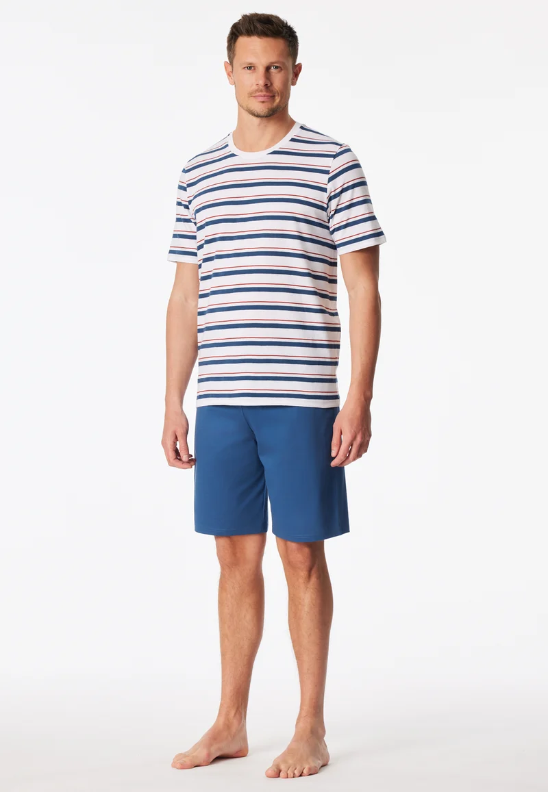 Schlafanzug kurz Ringel weiß - Casual Nightwear