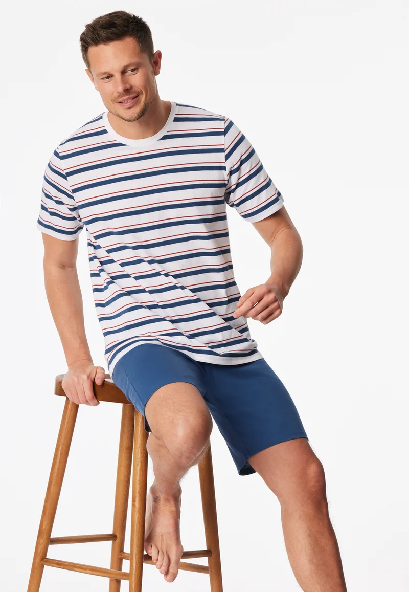 Schlafanzug kurz Ringel weiß - Casual Nightwear