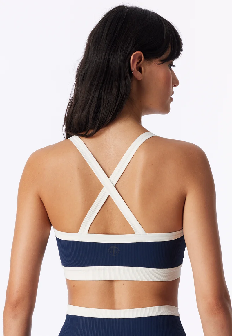Bustier Doppelripp Dunkelblau/Weiss - SCHIESSER Active