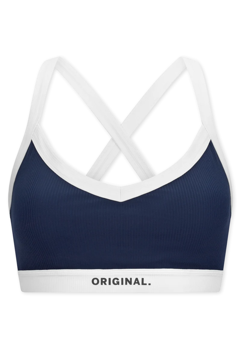 Bustier Doppelripp Dunkelblau/Weiss - SCHIESSER Active