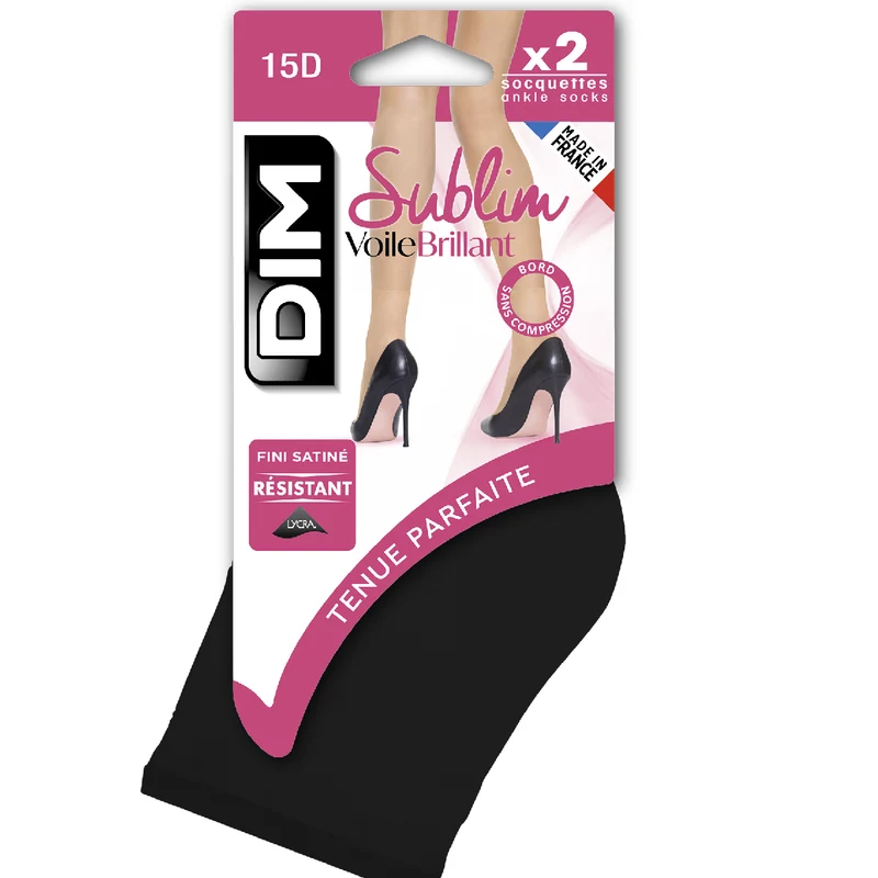 Lot de 2 socquettes noires irisées Sublim 14D