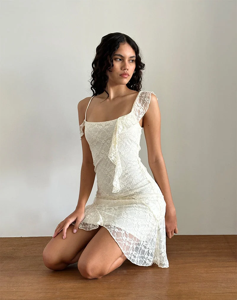 Mini robe Jati en dentelle Canina Rose écrue