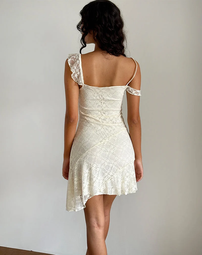 Mini robe Jati en dentelle Canina Rose écrue