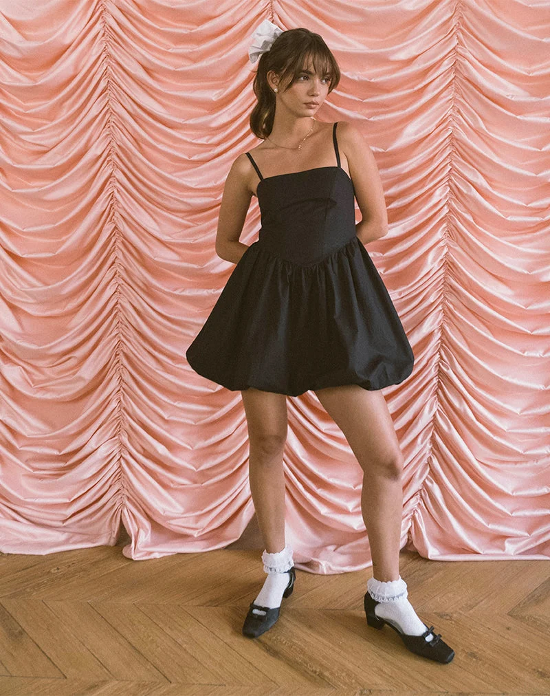 Mini robe bouffante Micala en noir