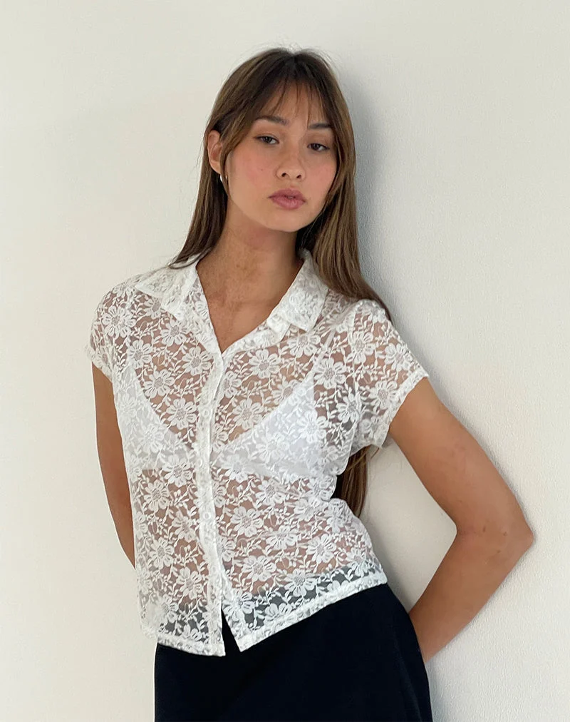 Top en dentelle Mirah, blanc