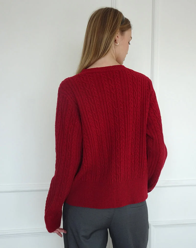 Cardigan Bavana en rouge foncé