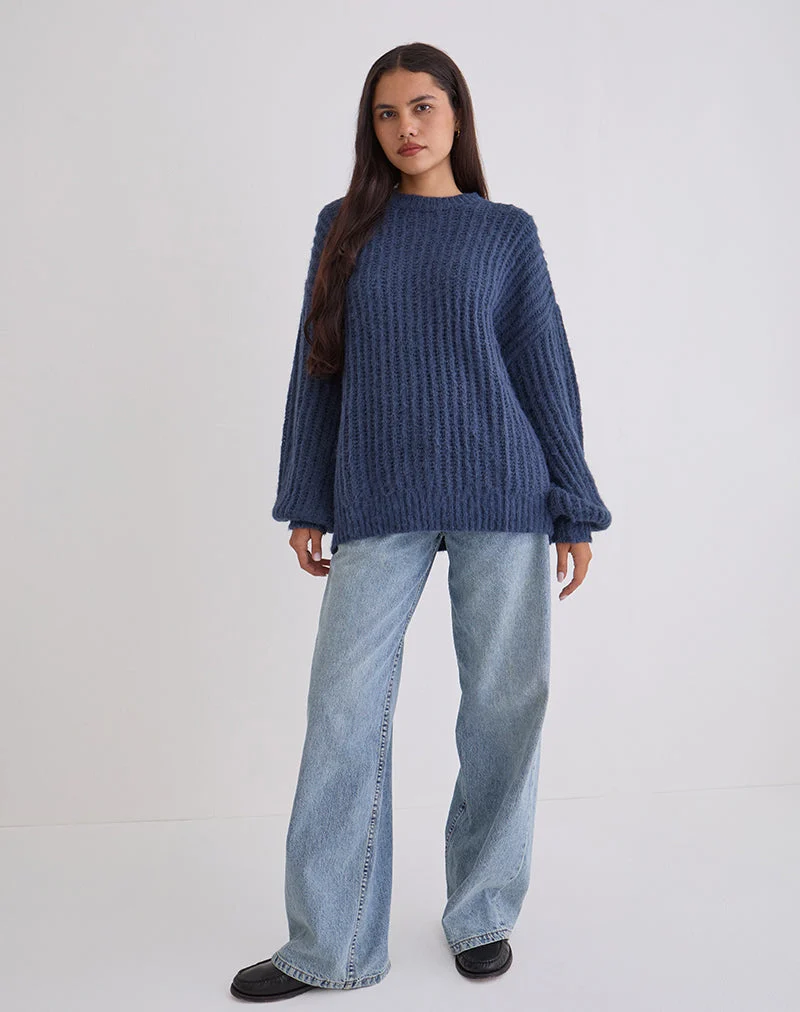 Chandail en tricot surdimensionné Daren, marine