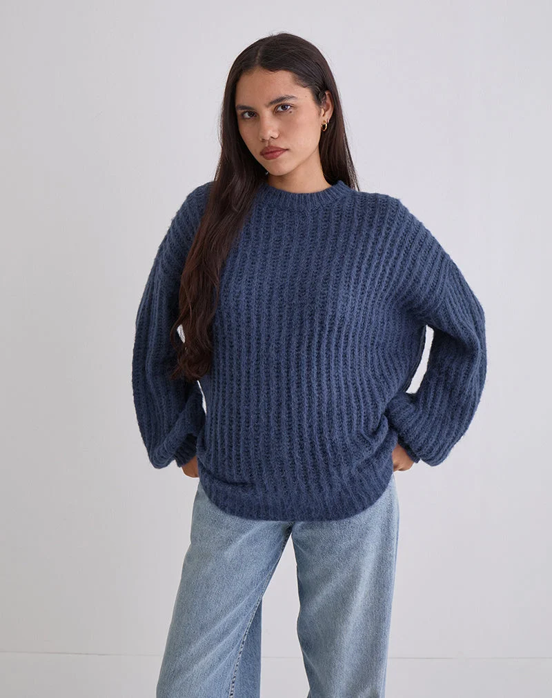 Chandail en tricot surdimensionné Daren, marine
