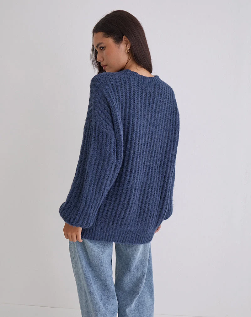 Chandail en tricot surdimensionné Daren, marine