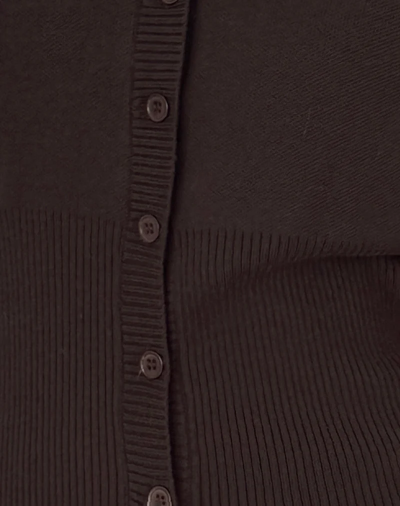 Cardigan à manches longues et ourlet côtelé Subra en chocolat amer