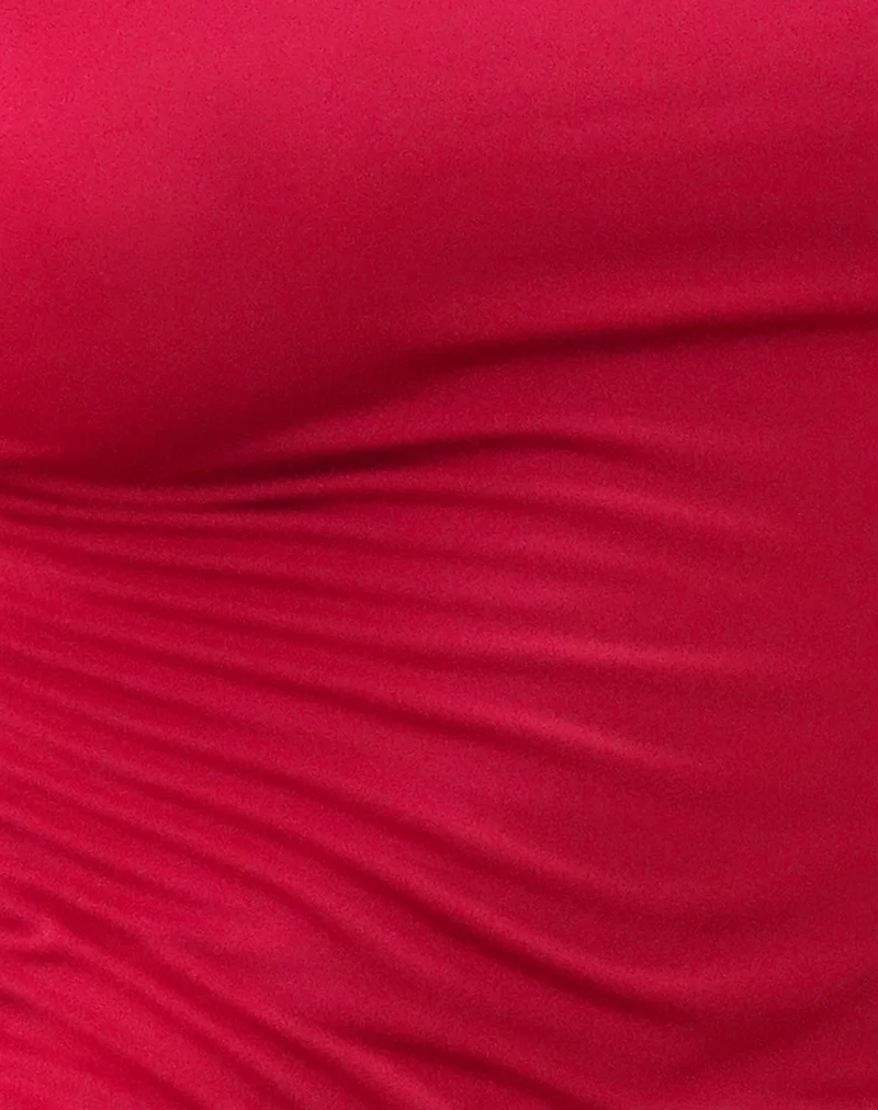 Top à rosettes Morena, rouge