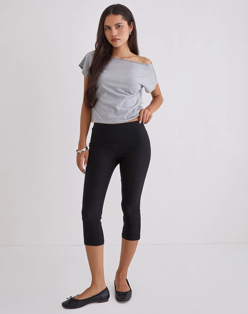 Asla - Pantalon capri court en tailleur extensible - Noir
