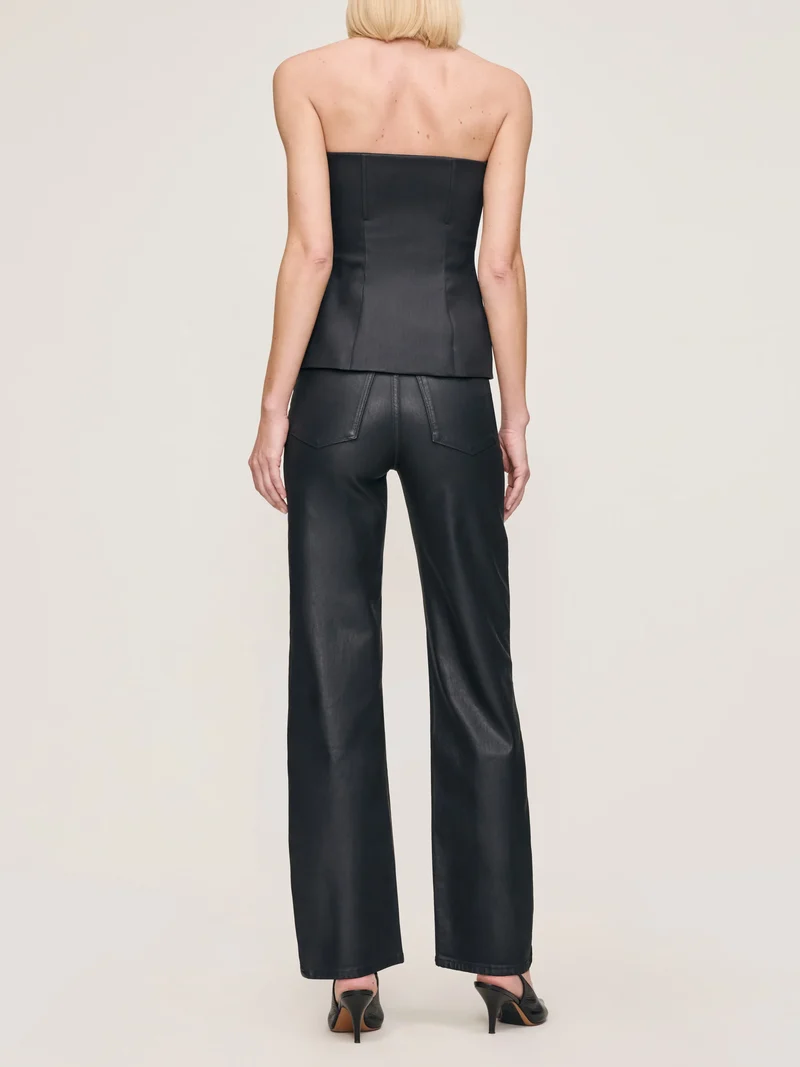 Jeans à jambes larges à effet cuir Karmine