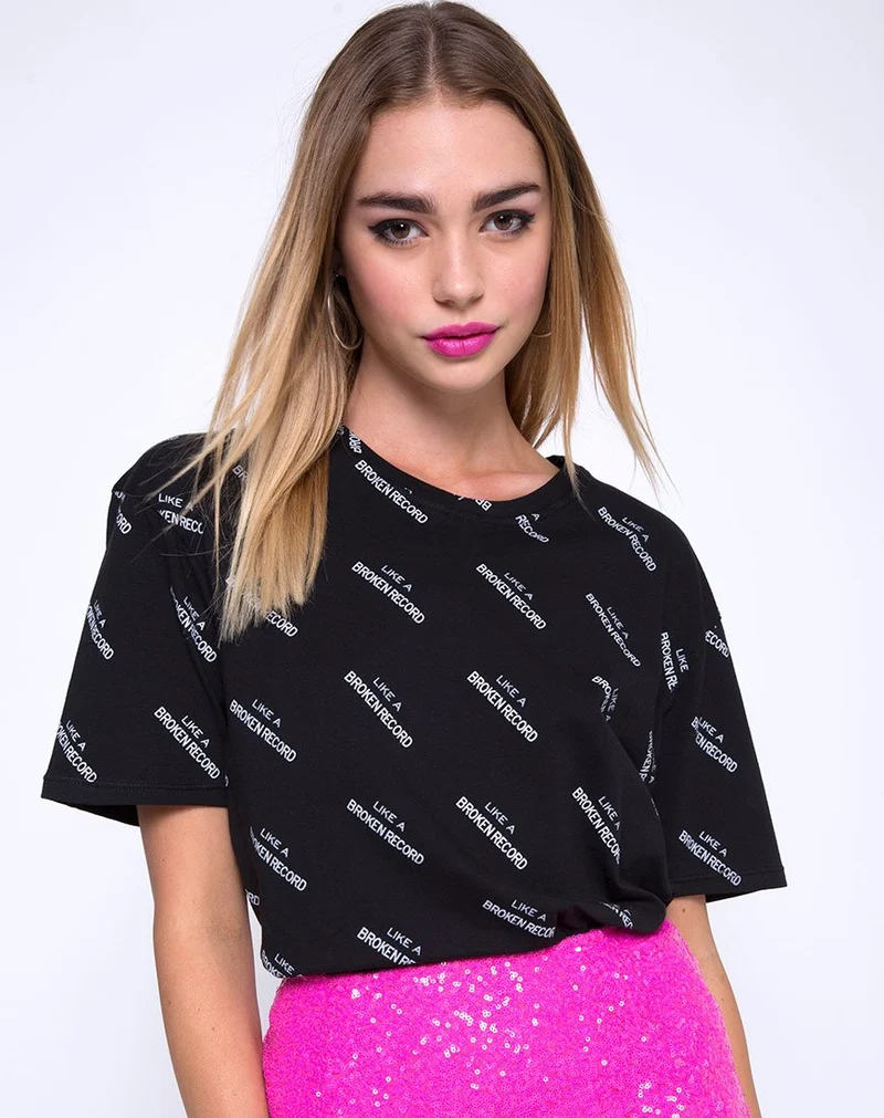 T-shirt basique oversize en Like a Broken Record