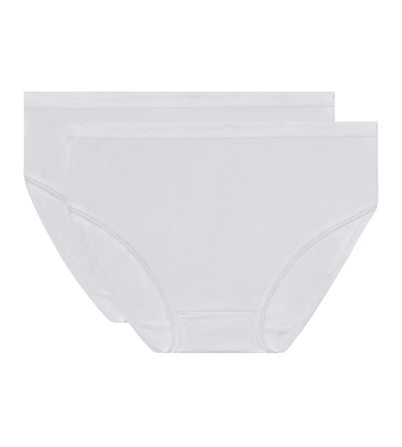 Lot de 2 slips blancs Femme Pur Coton taille haute