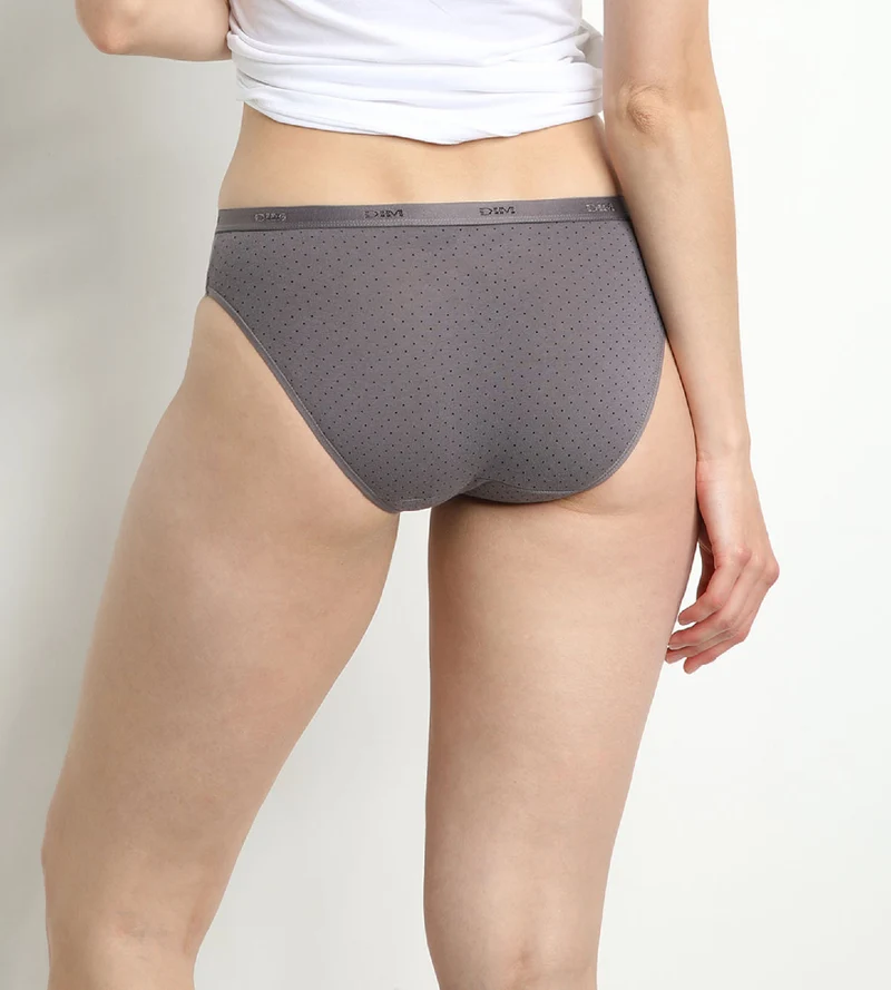 Lot de 3 slips noirs et gris imprimés Femme Les Pockets Coton