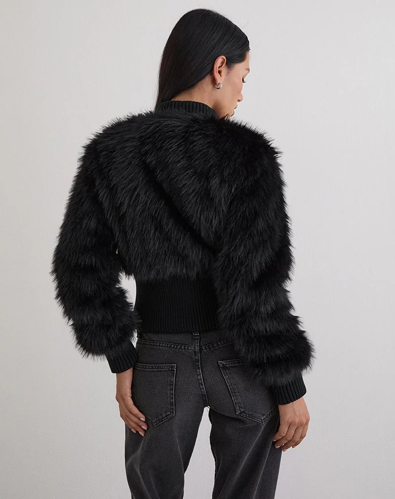 Homari - Veste en fausse fourrure shaggy - Noir