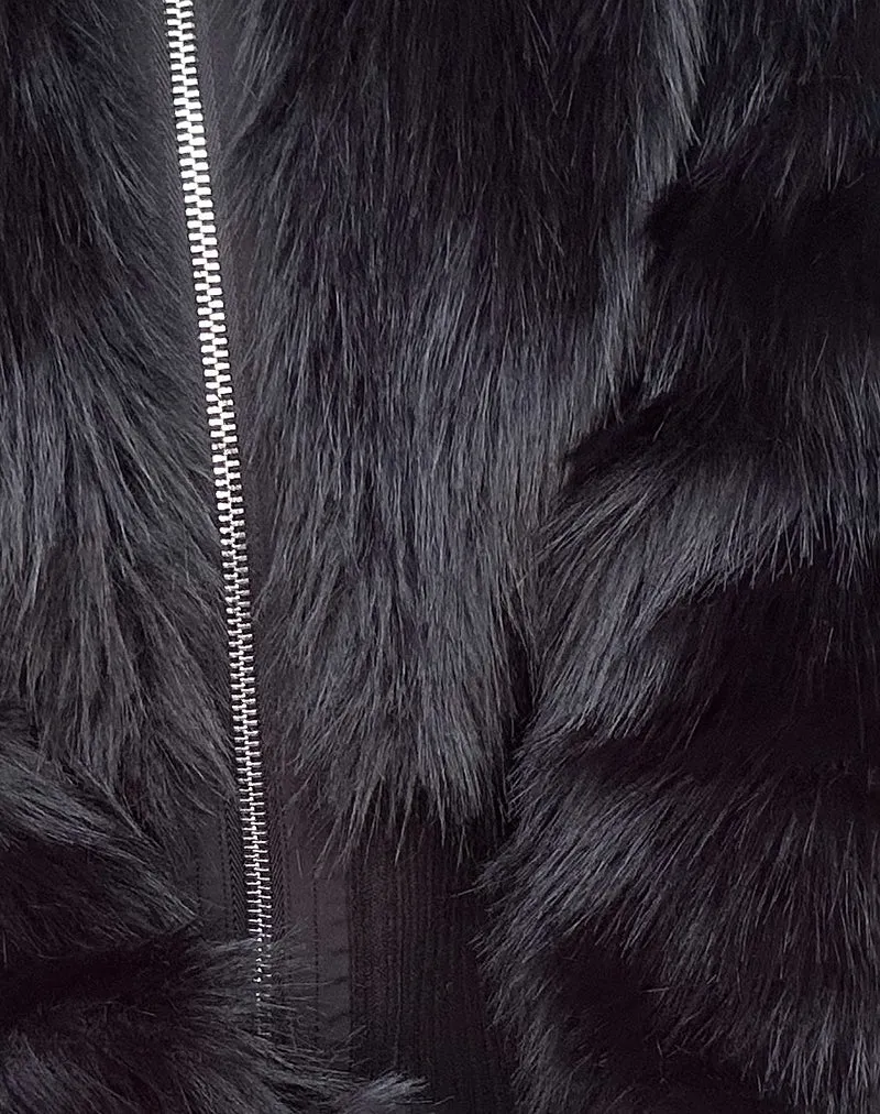 Homari - Veste en fausse fourrure shaggy - Noir