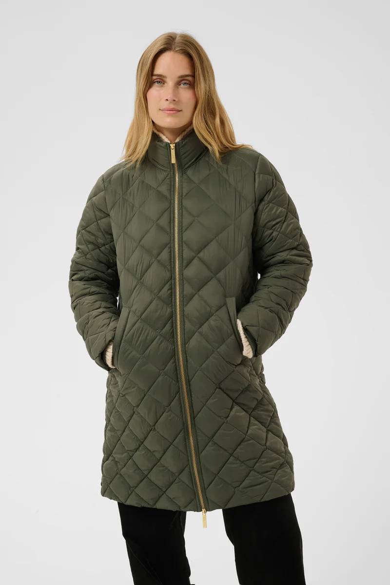Manteau long Olilana matelassé à col montant
