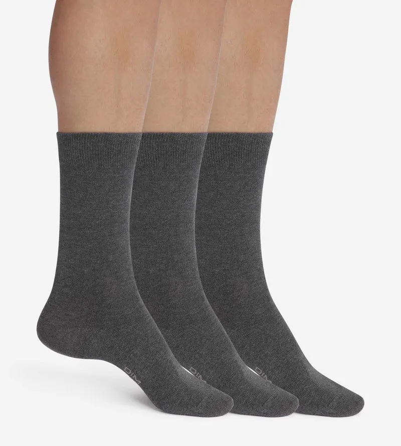 Lot de 3 paires de chaussettes homme Anthracite Chiné Dim Coton