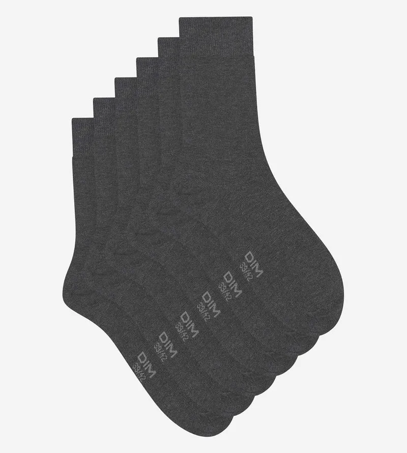 Lot de 3 paires de chaussettes homme Anthracite Chiné Dim Coton
