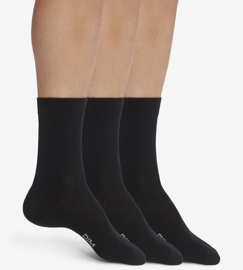 Lot de 3 paires de chaussettes homme Noir Dim Coton Confort
