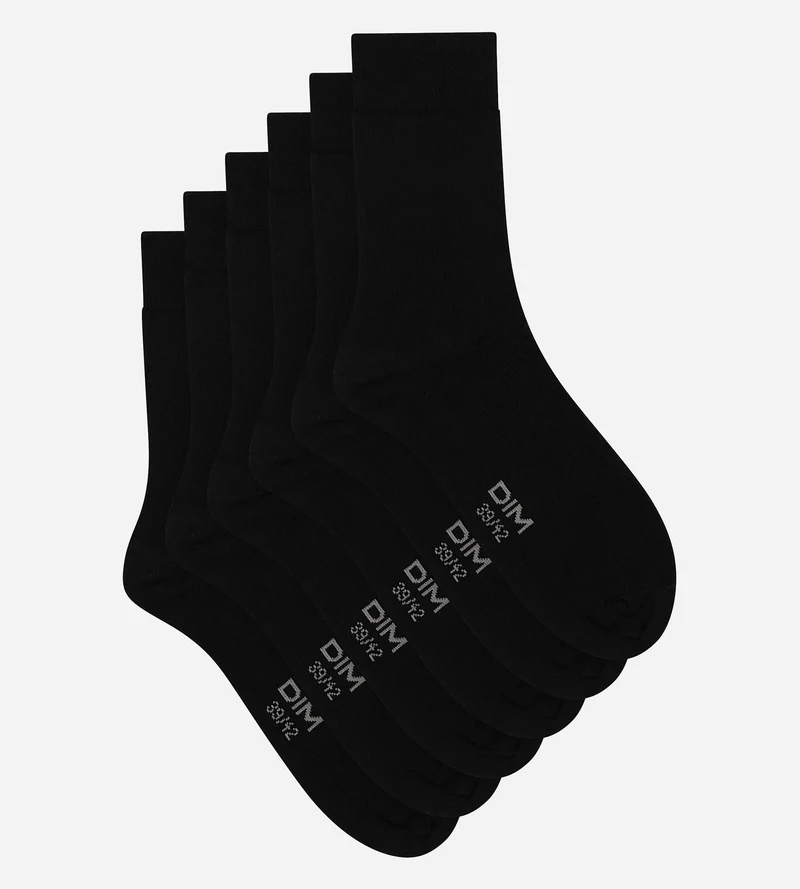 Lot de 3 paires de chaussettes homme Noir Dim Coton Confort