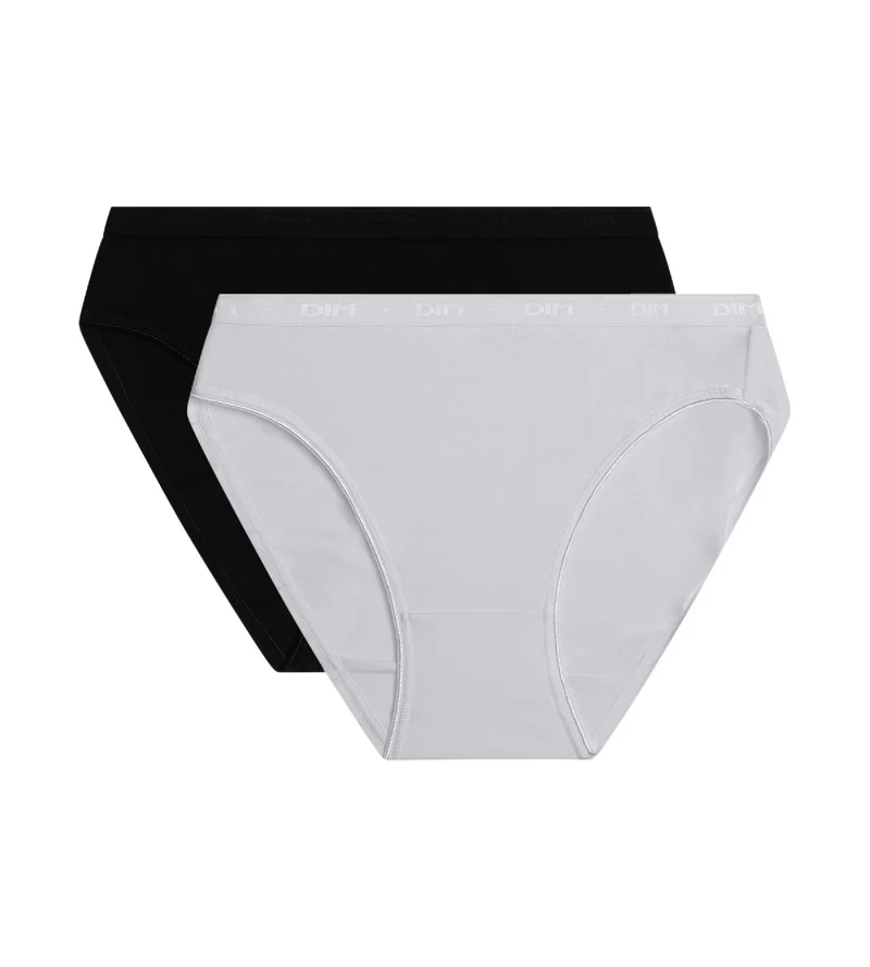 Lot de 2 slips midi noir et blanc en coton bio