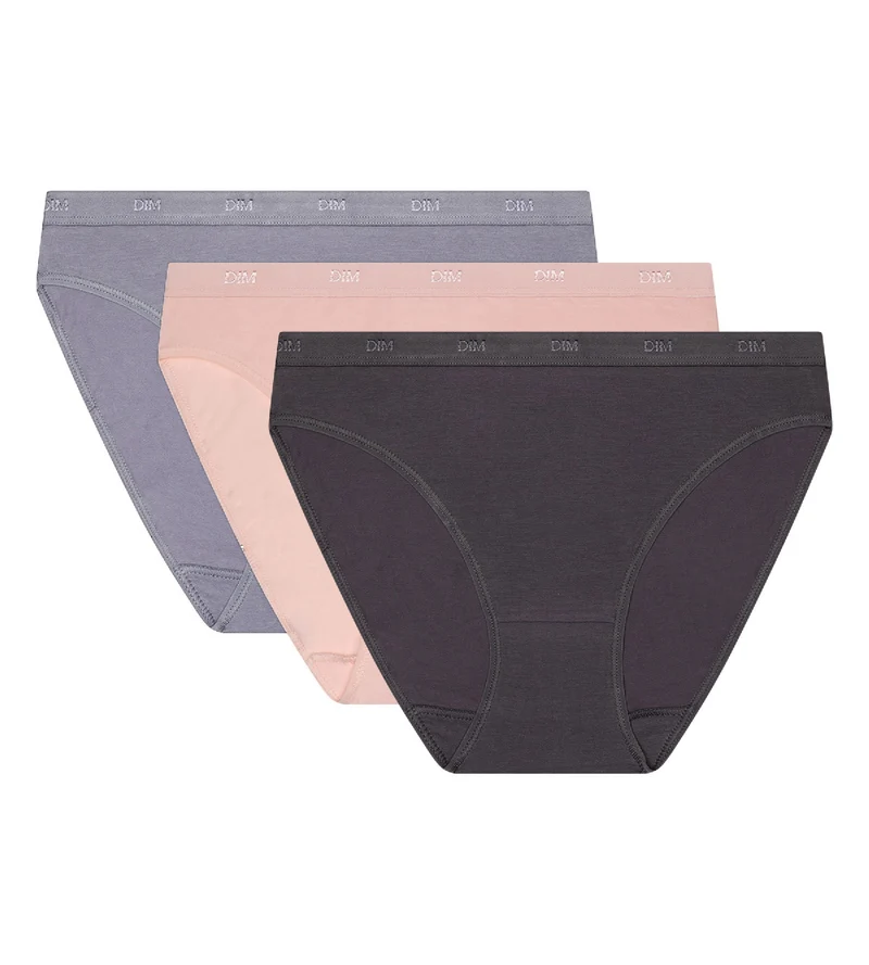 Lot de 3 slips taupe, rose et gris Les Pockets EcoDIM