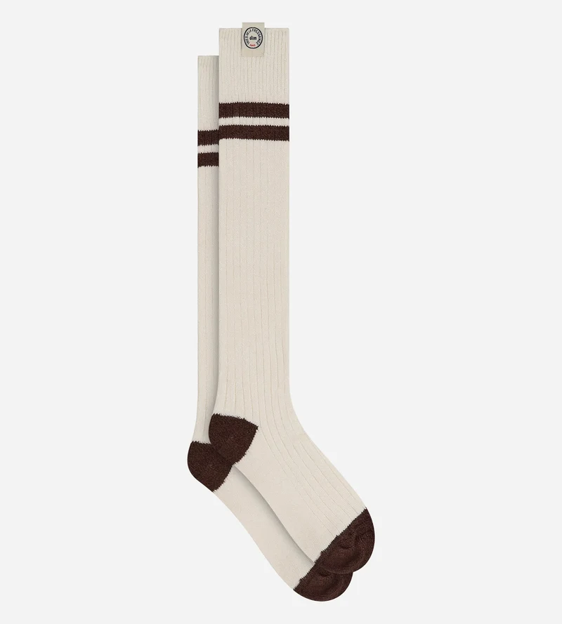 Chaussettes hautes en coton ivoire DIM x Ines de la Fressange