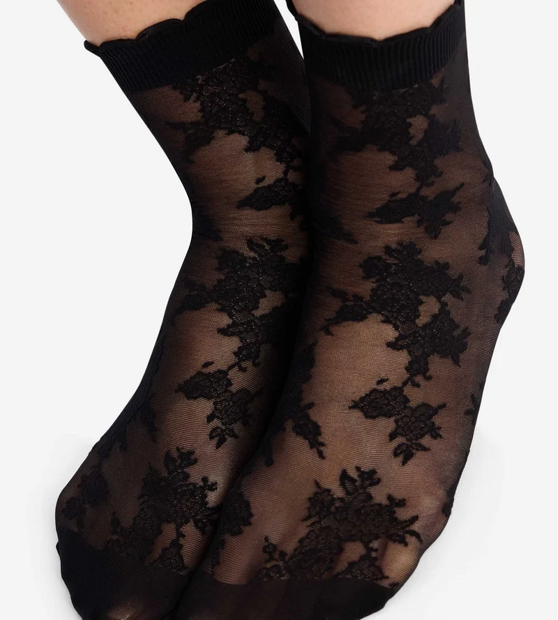Socquettes noir La Dentelle Florale