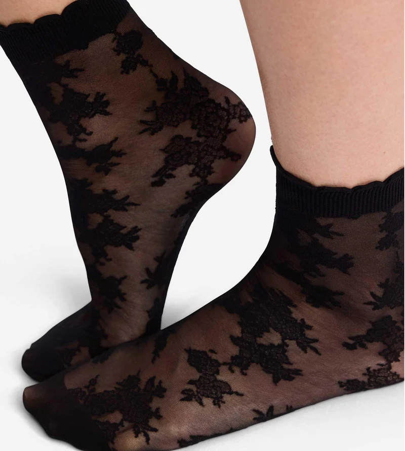 Socquettes noir La Dentelle Florale